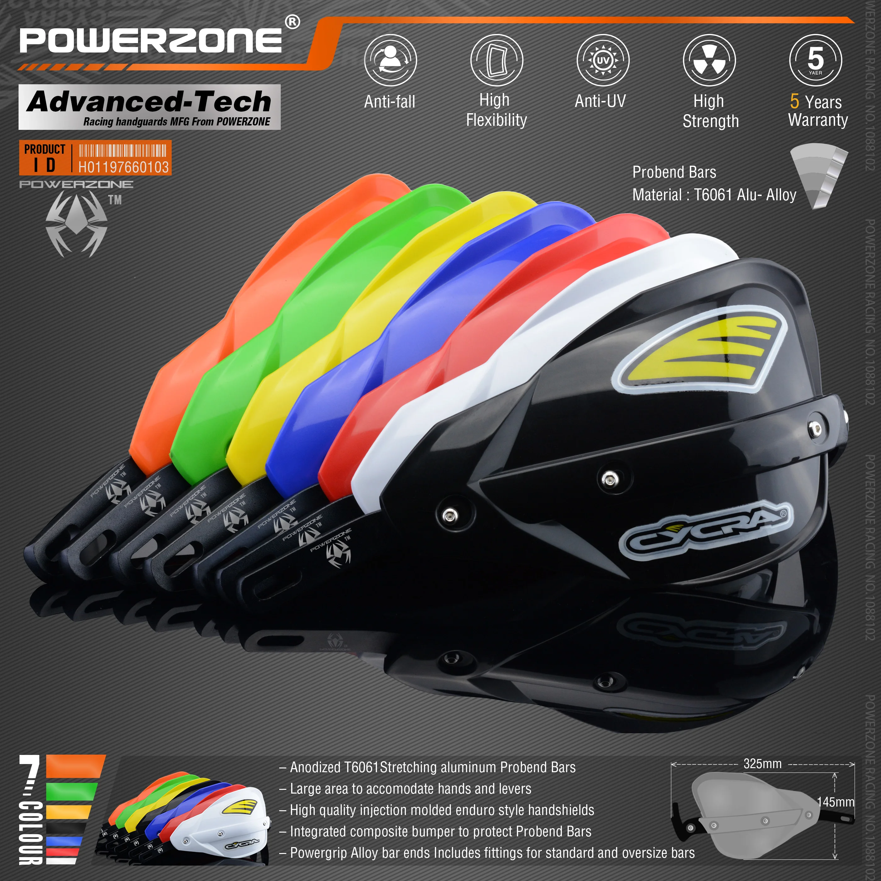 Powerzone-ホンダktm,adv,exc,endurohusqvarna,te,crf,wrf,drz,klx,オートバイ,ダートバイク,atv用のprobendハンドガードハンドルバー