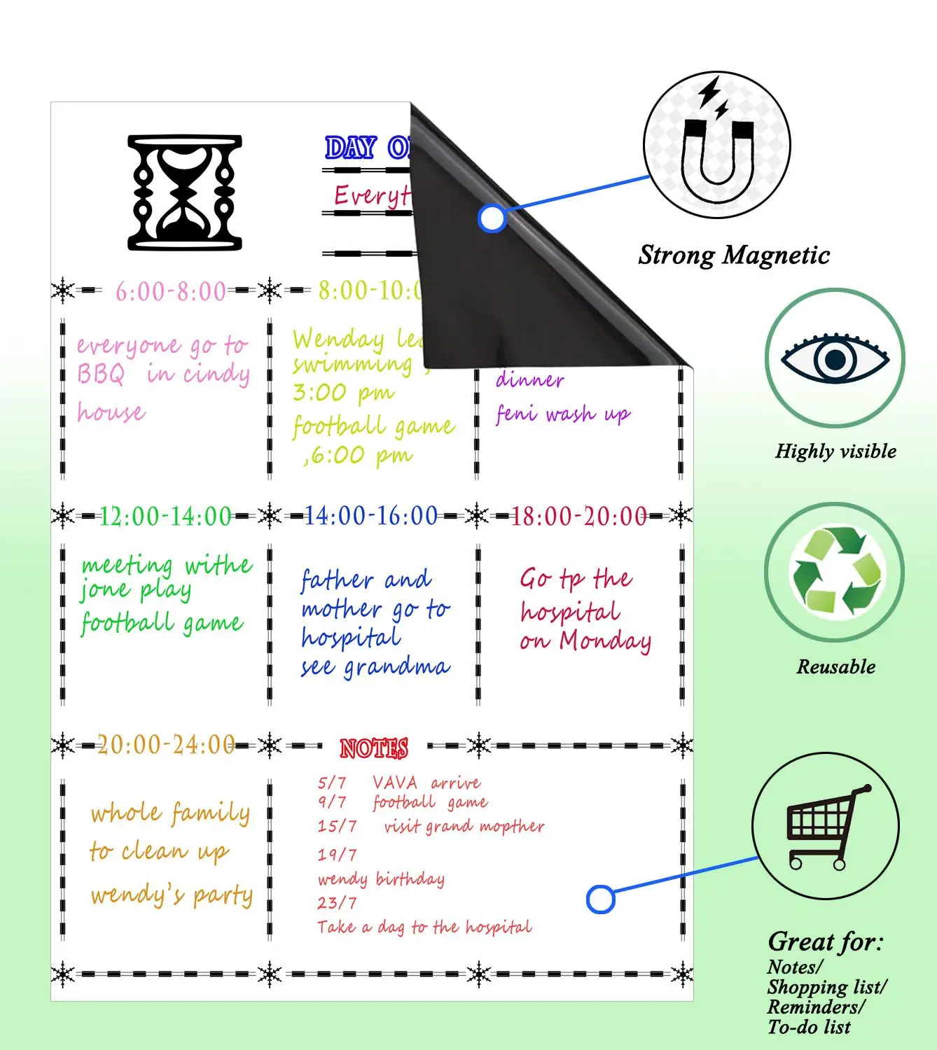 Magnetic Dry Erase Boards Refrigerator Dry Erase Whiteboard Flexible Magnet Board Fridge Board Weekly Planner MagnetiCalendar