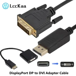 LccKaa DisplayPort Port wyświetlacza DP do DVI kabel Adapter z męskiego na męskie konwerter do komputer stancjonarny laptopa Monitor HDTV projektor