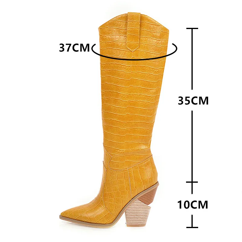 Women Knee High Boots Western Cowboy Boots for Women Long Winter Boots Female Shoes Pointed Toe Cowgirl Boots zapatos de mujer