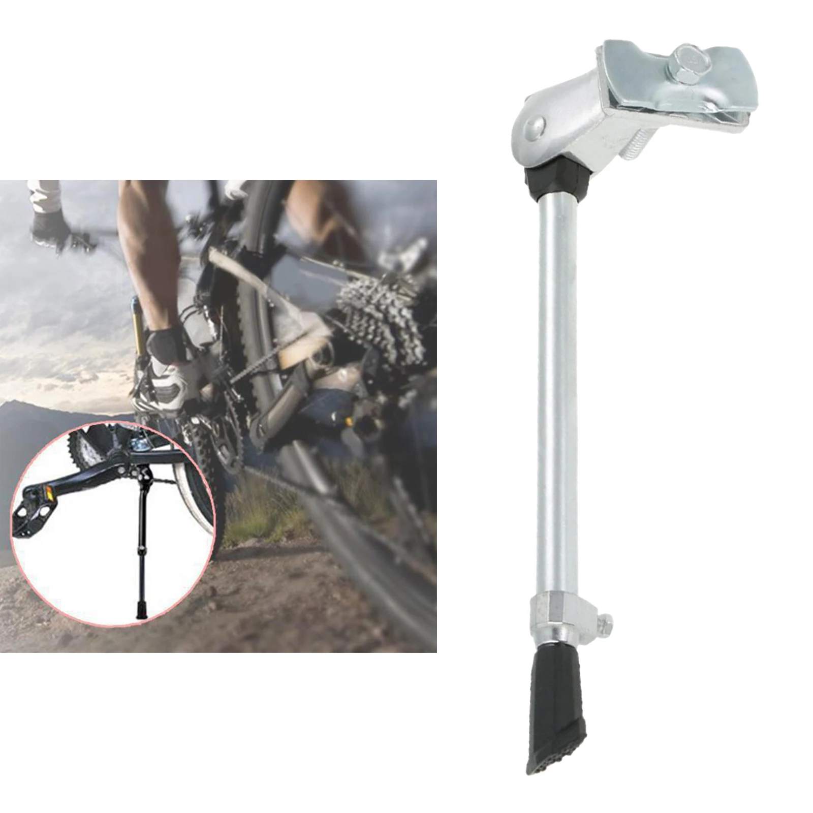 MTB Bike Kickstand lega stabile supporto laterale posteriore supporto Prop facile da installare gamba singola per parcheggio bici da 24-27 pollici