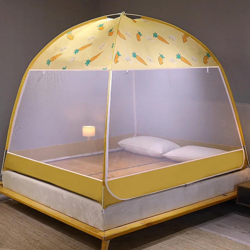 

New Yurt Dust-Proof Children's Mosquito Net Installation-Free Magic Zipper Text Folding Mosquito Net Double