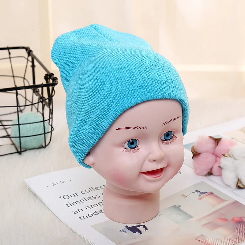 Solid Beanies Hat for Kids Baby Girls Boys Autumn Winter Caps Warm Soft Candy Knitted Bonnet Hats Skullies Toddler Children Cap