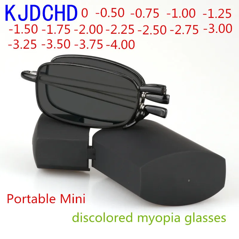 

New Folding Men's And Women's Portable Mini Anti-UV Discoloration Myopia Glasses Anti-Scratch Coating Lenses 0-0.50 to -4.00