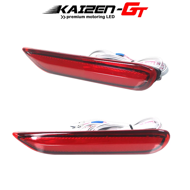 Red / Smoked Lens Red LED Rear Bumper Reflector Brake Tail Lights w/ Sequential Turn Signal For Infiniti Nissan Rear Fog Lights