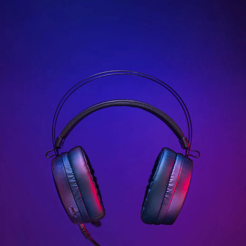 RAPOO VH310 Gaming Headset Gamer Headphones 7.1 Surround Sound Stereo Earphones USB Microphone Breathing RGB LED Light PC Gamer images - 6