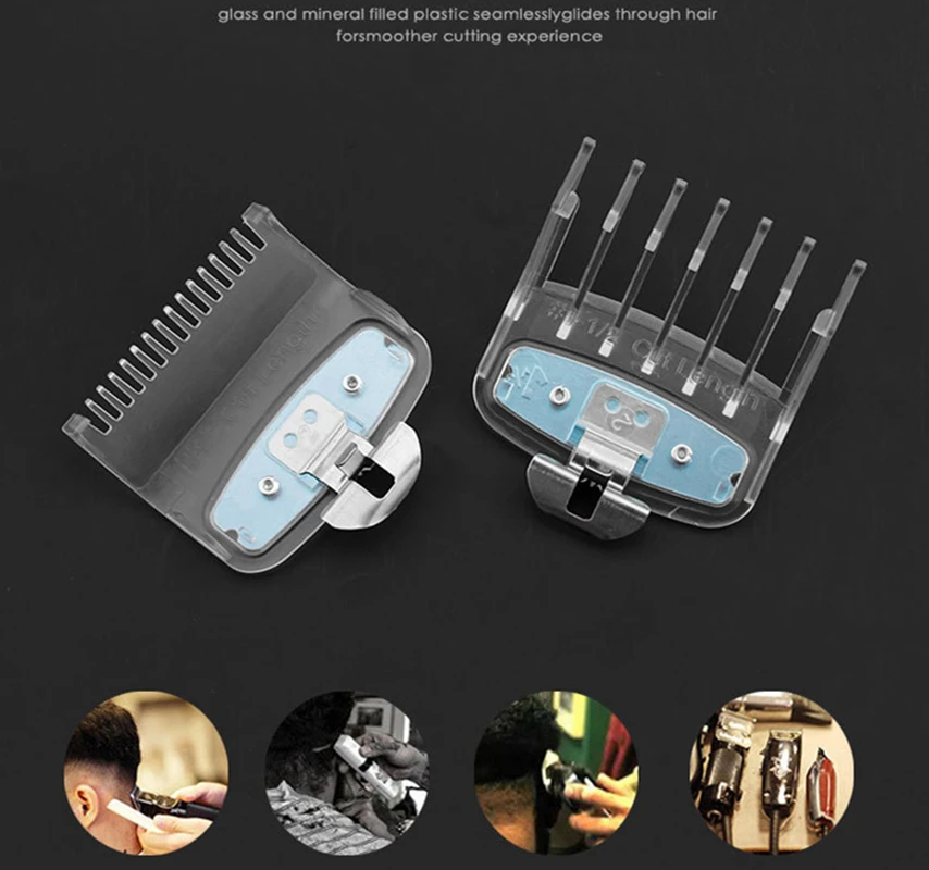 2PCS Clear Hair Clipper Limit Combs Professional Hair Trimmer Guides Guards Attachments 1.5MM/4.5MM For For Wahl Clipper