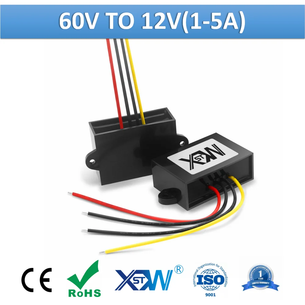 Convertitore XWST DC DC 24v 36v 48v 60v 72v 20-75v a 12v regolatore di tensione 1A 2A 3A 4A 5A convertitore di alimentazione Step Down 12v