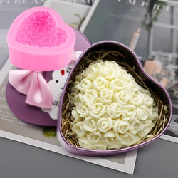 S036 Heart Rose Flower Valentines Molds For Silicone Artisan Soaps 3d Chocolate Mould Candle Making Baking Desserts Utensils