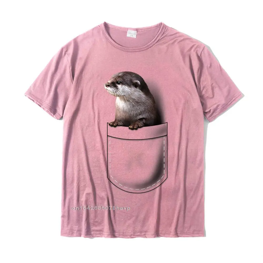 Cute Otter Pocket Peeking Pocket - Funny Otter Tshirt Men Classic Cosie Tops Shirts Cotton T Shirts Slim Fit