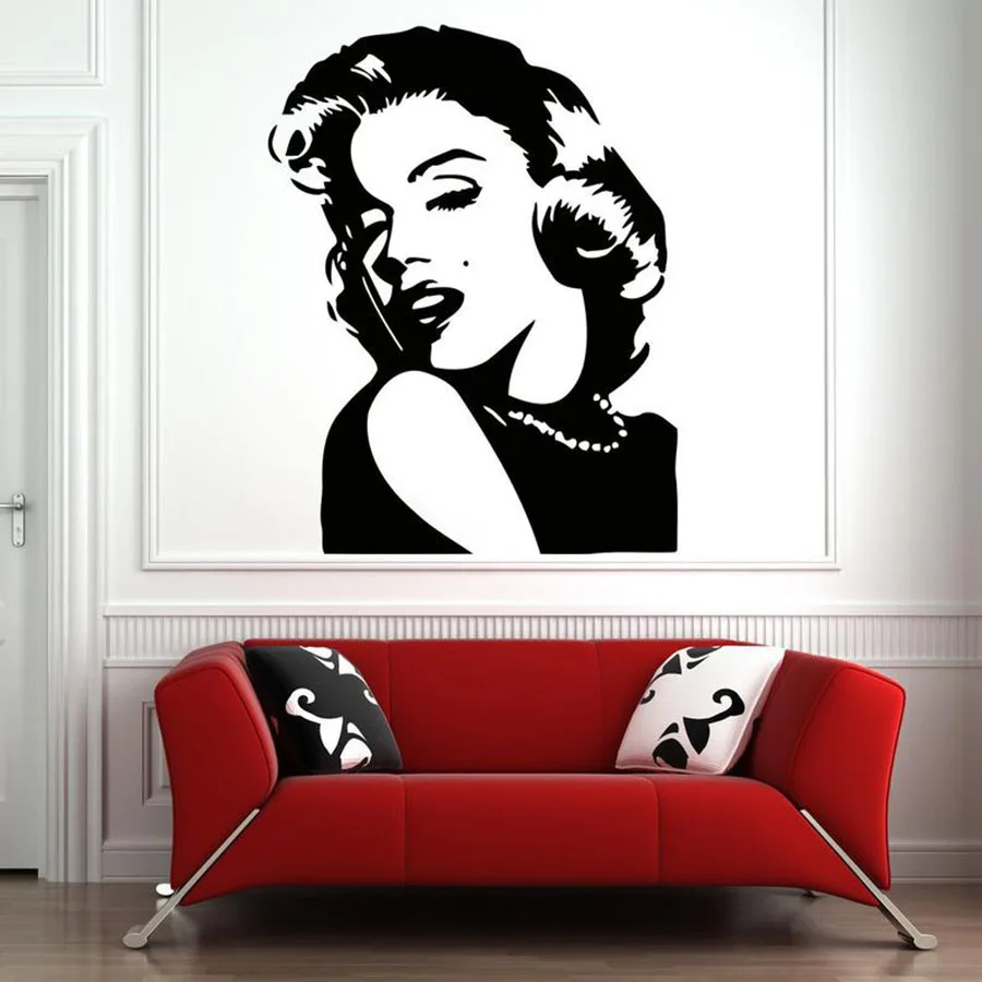 Marilyn Monroe Wall Decal Beautiful Woman Vinyl Wall Sticker Girls Bedroom Home Decor Beauty Salon Mural Art Removable S994