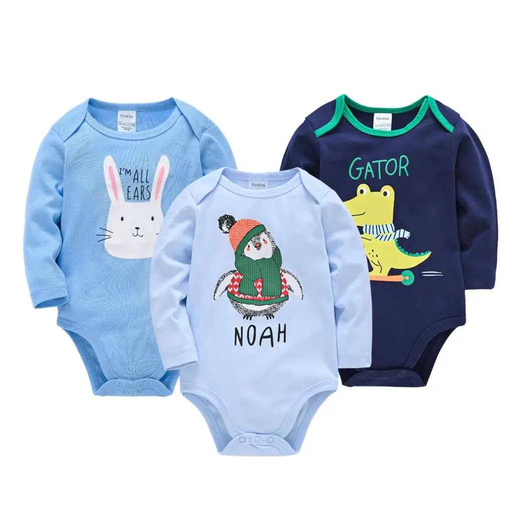 3PCS Newborn Baby Girls Bodysuit Roupas Bebe De Baby Babies Bebes Clothes Long Sleeve Cotton Printing Infant Clothing 0-24M