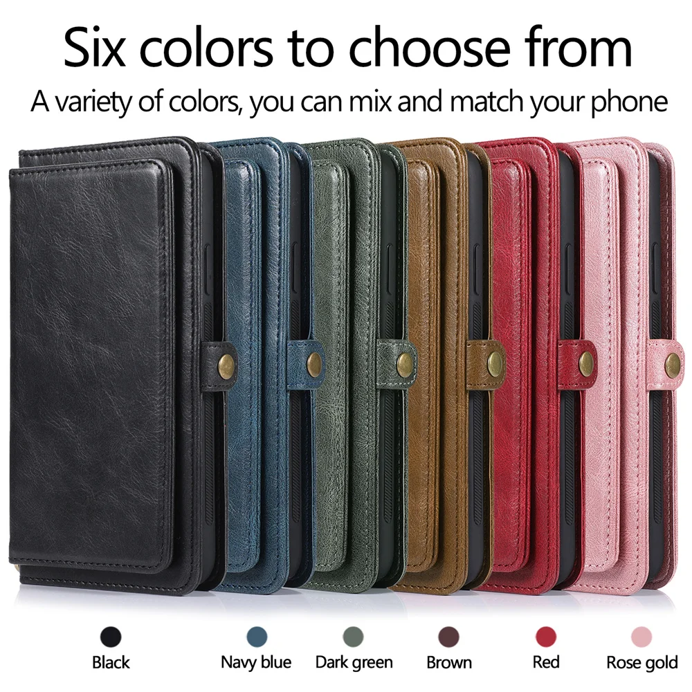Magnetic Flip Leather Case For iPhone 15 Pro Max 14 Plus 13 12 11 X XS XR SE 2022 8 7 6 Wallet Card Detachable Phone Cover