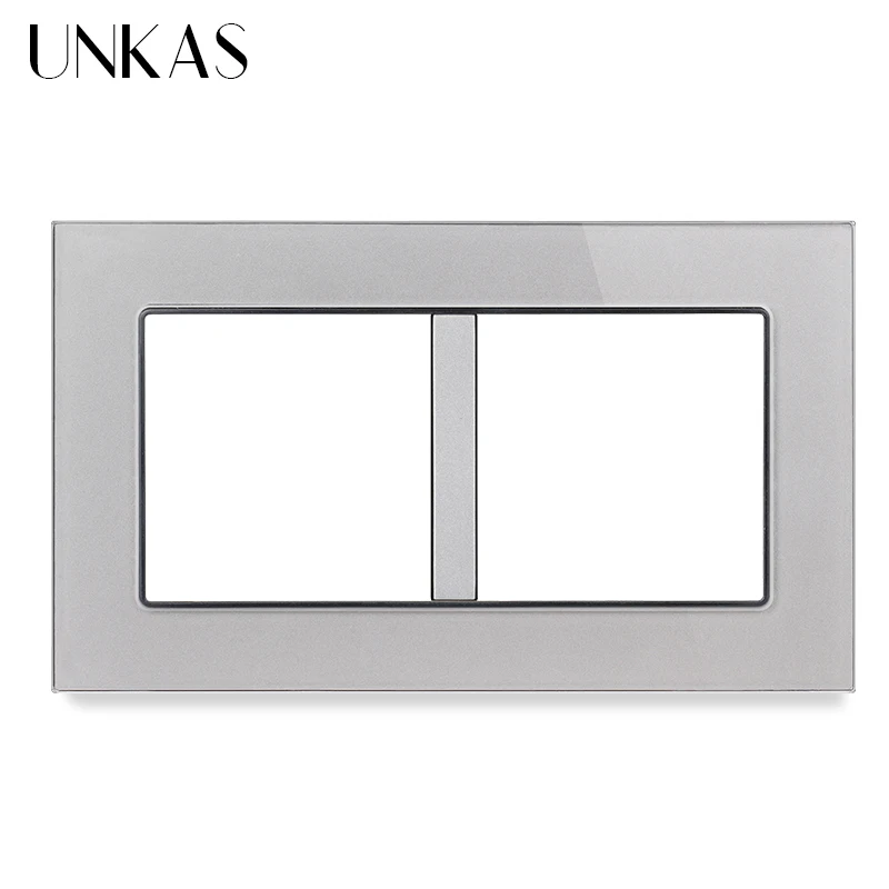 Unkas painel de vidro cinza diy combinação francesa eu, tomada dual usb tipo c 1 2 3 4 gang 1/2 way on/off botão interruptor