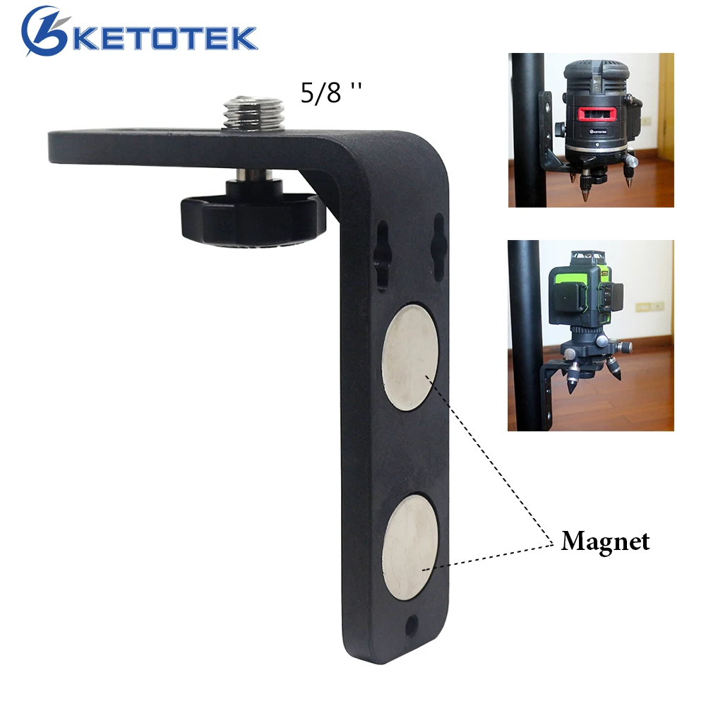 Ketotek L Laser Bracket Supper Strong Magnetic Laser Leveling Support Attracts L-Bracket 5/8 1/4 for 6/8/12 Lines 3D Laser Level