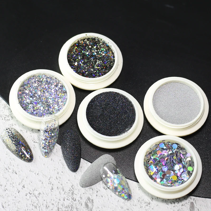 1Box Reflective Super-Shiny Nail Glitter Powder Rainbow Glitter Sparkly Nail Art Chrome Pigment Silver DIY Nail Art Decoration