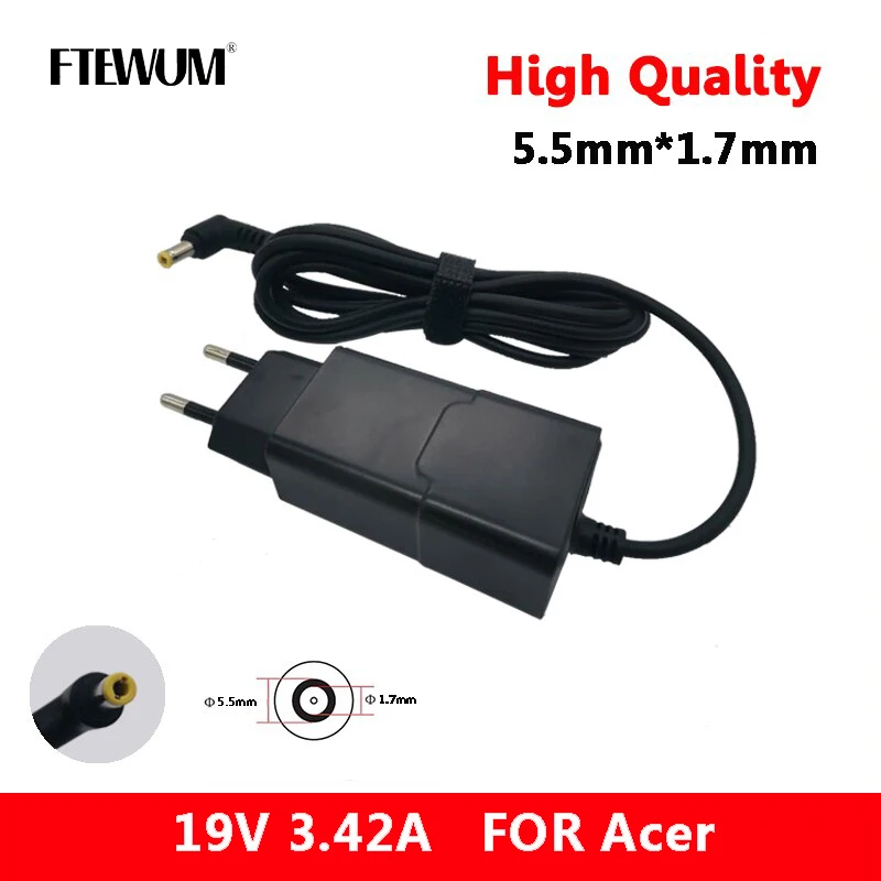 

Laptop Adapter 19V 3.42A 65W 5.5*1.7mm AC DC Charger For Acer M5-581G 4730ZG TMP243 E1-571G V5-531P TM8473 V5-551G Power Supply