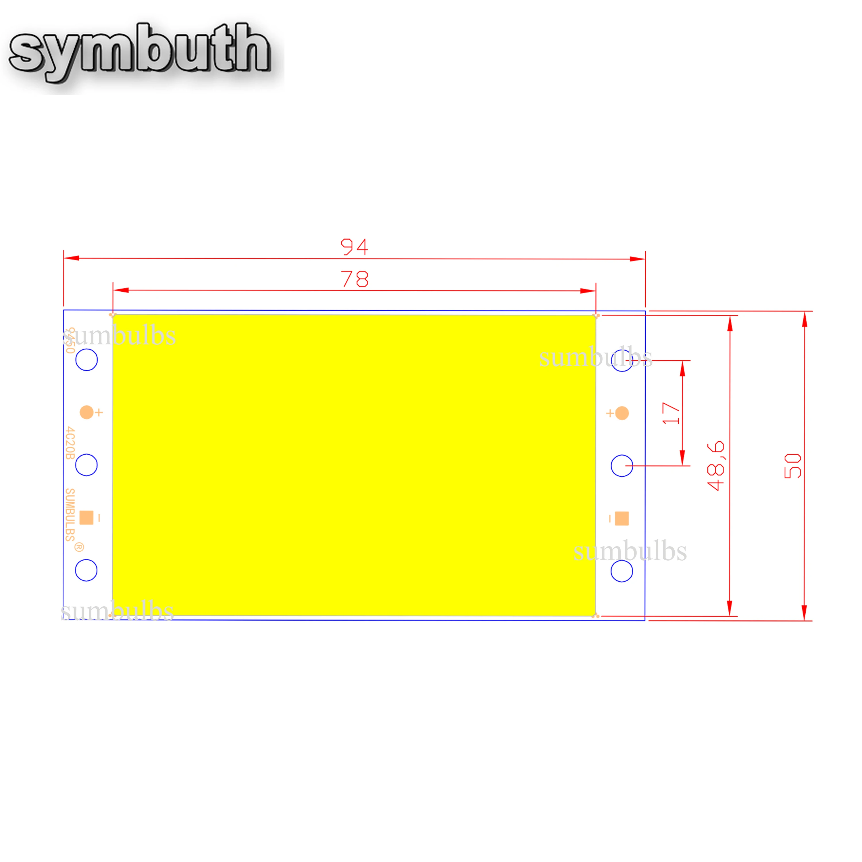 94X50Mm DC12V Cob Led-paneel Licht Met Dimmer 16W 1600LM Warm Natuur Koud Wit Dimbare Chip lamp Voor Diy Werk Lezen Bureaulamp