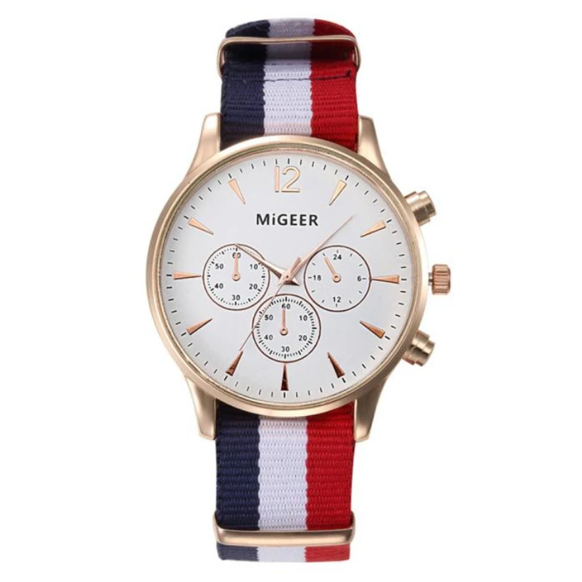 MIGEER-Reloj de pulsera de cuarzo para hombre, cronógrafo informal a la moda, con correa de tela, 2019