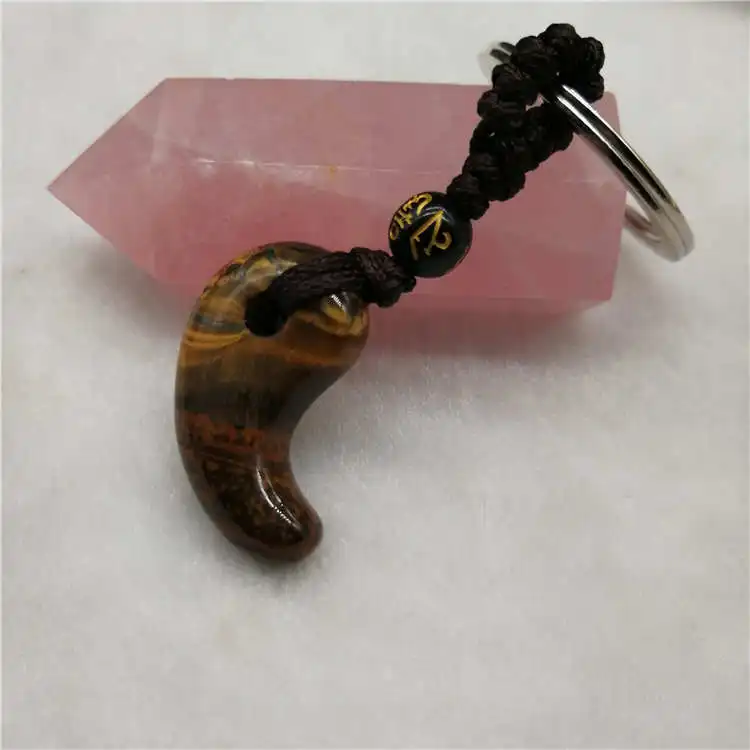 Drop Shipping keychain Natural yellow tiger eye keychain crystal accessories lanyard Amulet keychain fashion jewelry  wholesale