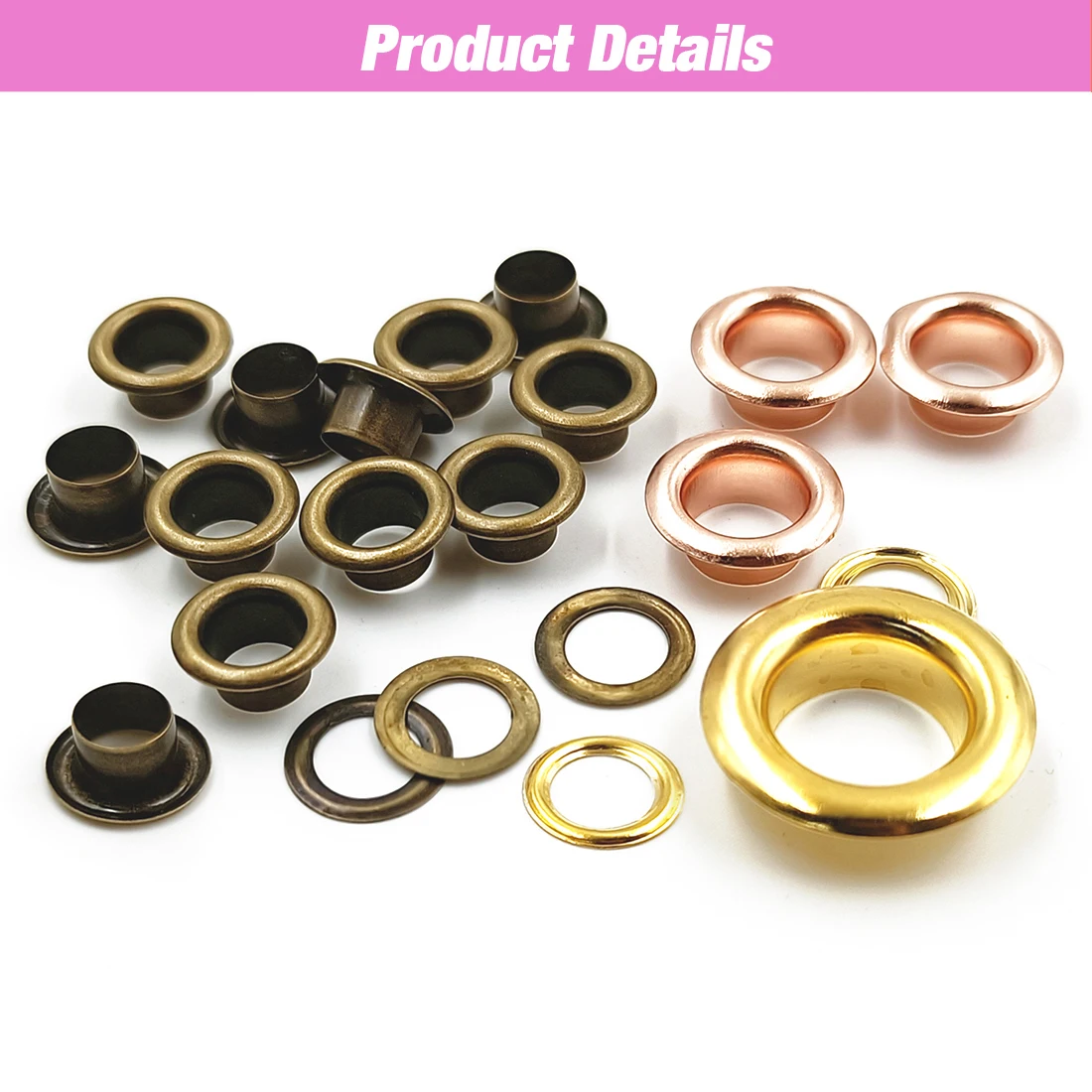 200Pcs Mixed 5 Colors Hole Metal Eyelets Grommets with Washer for Diy Leathercraft Accessories Shoes Belt Cap Bag Tags Clothes