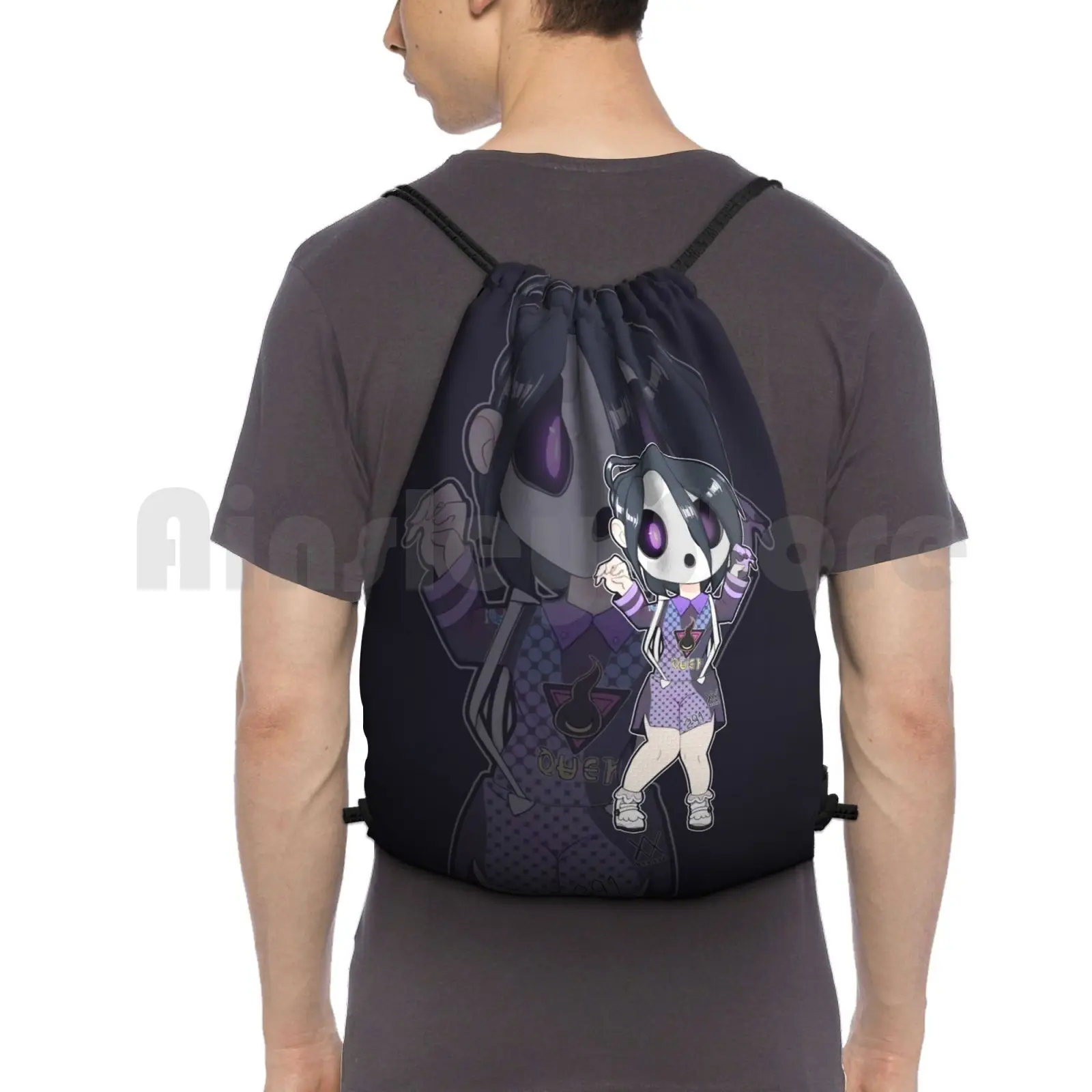 Chibi Allister Backpack Drawstring Bag Riding Climbing Gym Bag Sword And Shield Allister Ghost Trainer Ghost Boy Cute Ghost