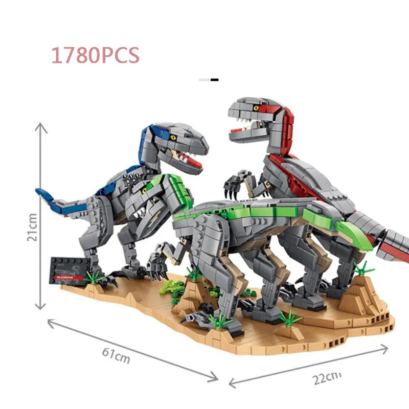 Moc Creative Jurassic Dinosaurs Moc Building Block Velociraptor Group Model Assemble Bricks Toys Collection For Boys Gift