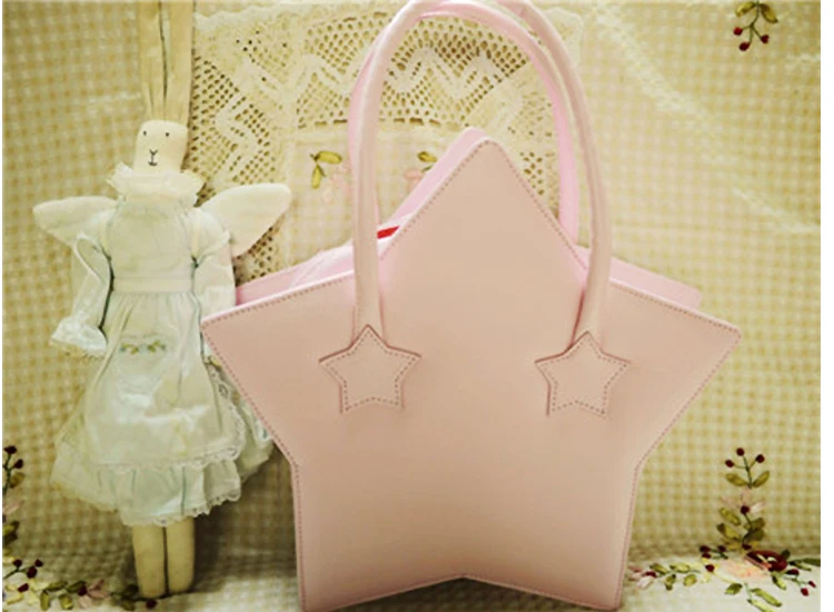 Cute Star Shape Purses and Handbags for Women Lolita Totes Kawaii Designer Bag Japanese Style Fashion Top Handle Bag Pu Leather