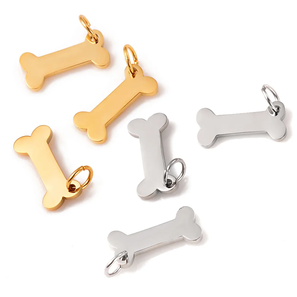 5pcs Charms Dog Bone Stainless Steel Polished Charm Pendants Gold Jewelry Making DIY Earring Necklace Handmade Craft Dropshiping