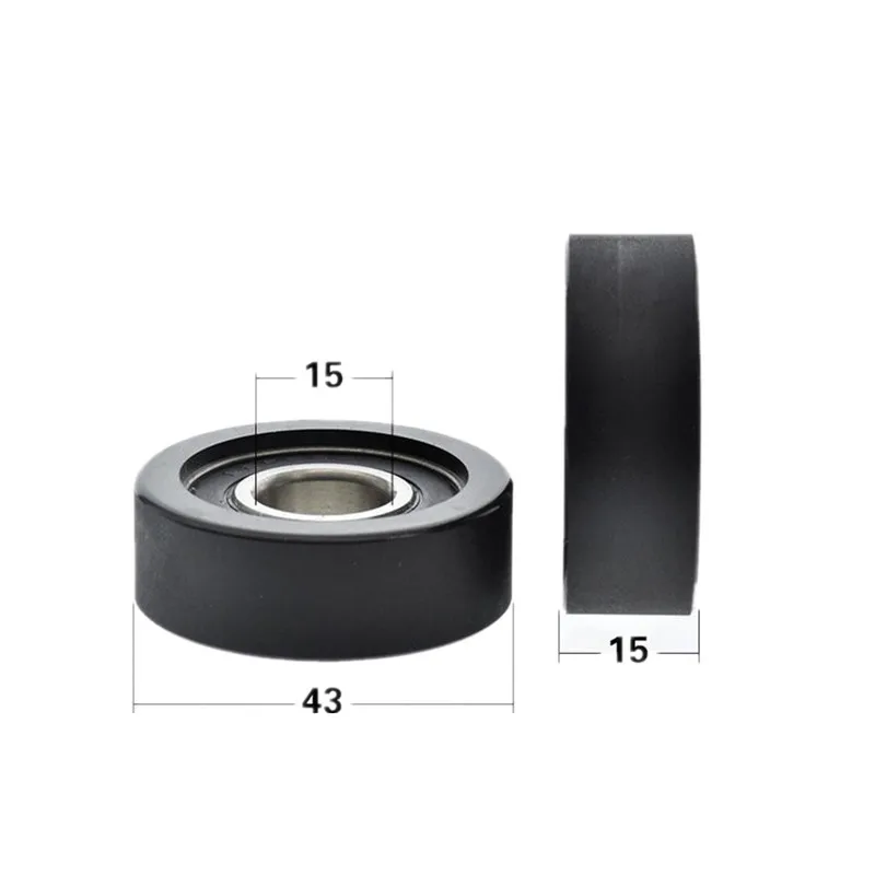 4pcs/10pcs 15*43*15mm Polyurethane PU Rubber Coated 6202 6202RS Low Noise Roller Bearing Friction Pulley Soft Rubber 15x43x15mm