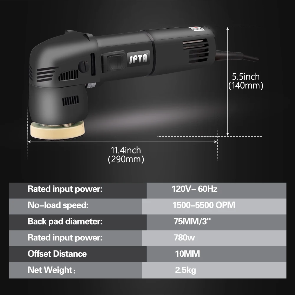 SPTA 3inch 75mm elektrický mini auto leštička náhodné dráha dvojí úkon leštění stroj s houba vycpávky souprava voskovací