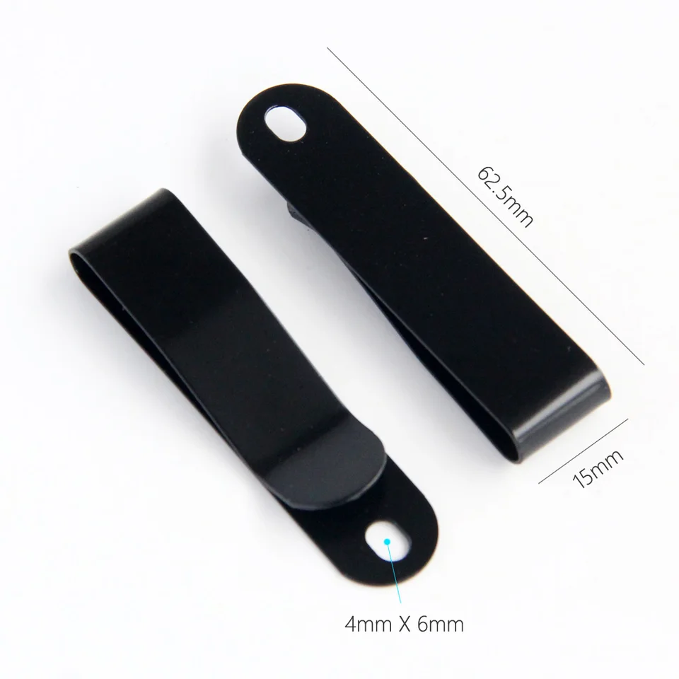 5-Pack Black Metal Belt Clip Holster – 53x25mm, Fits Wallets, Pouches & Belts, Durable Steel Clips