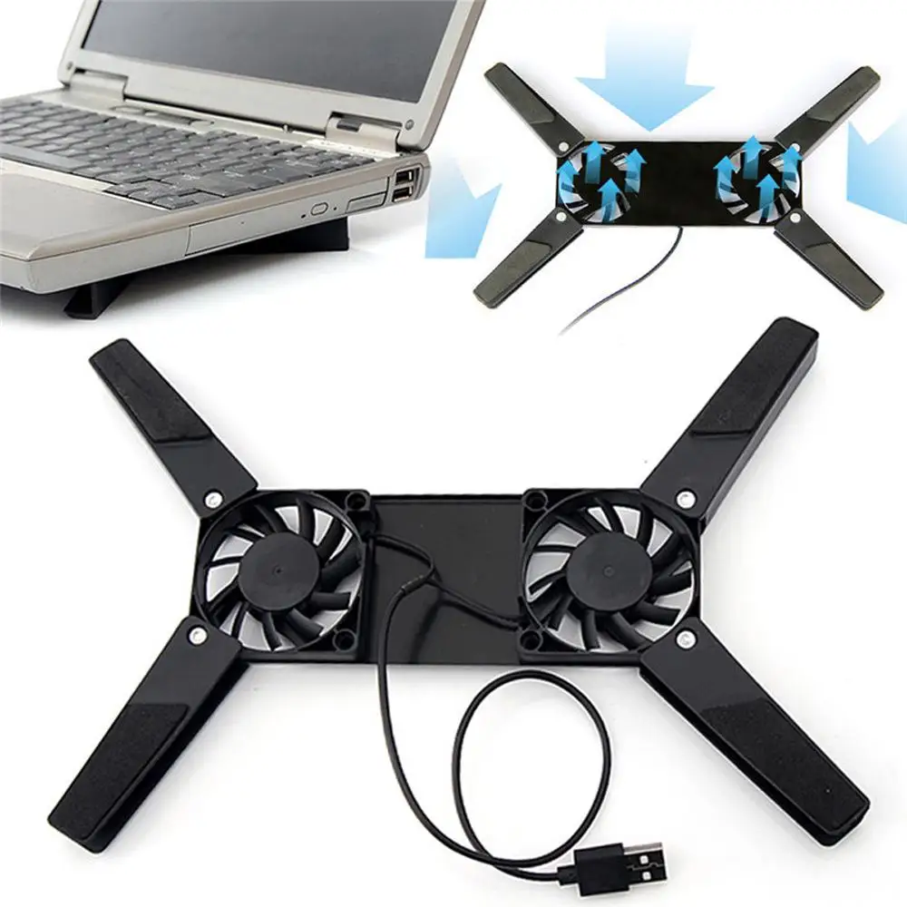 Laptop Stand Dual Cooling Fan Notebook Computer Holder Foldable USB Support Holder