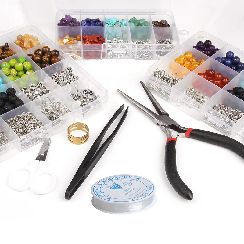 1Box 7 Chakra Natürliche Stein Perlen Sets Lose Spacer Charme Access Perlen für DIY Armband Halskette Ohrringe Schmuck Machen kit