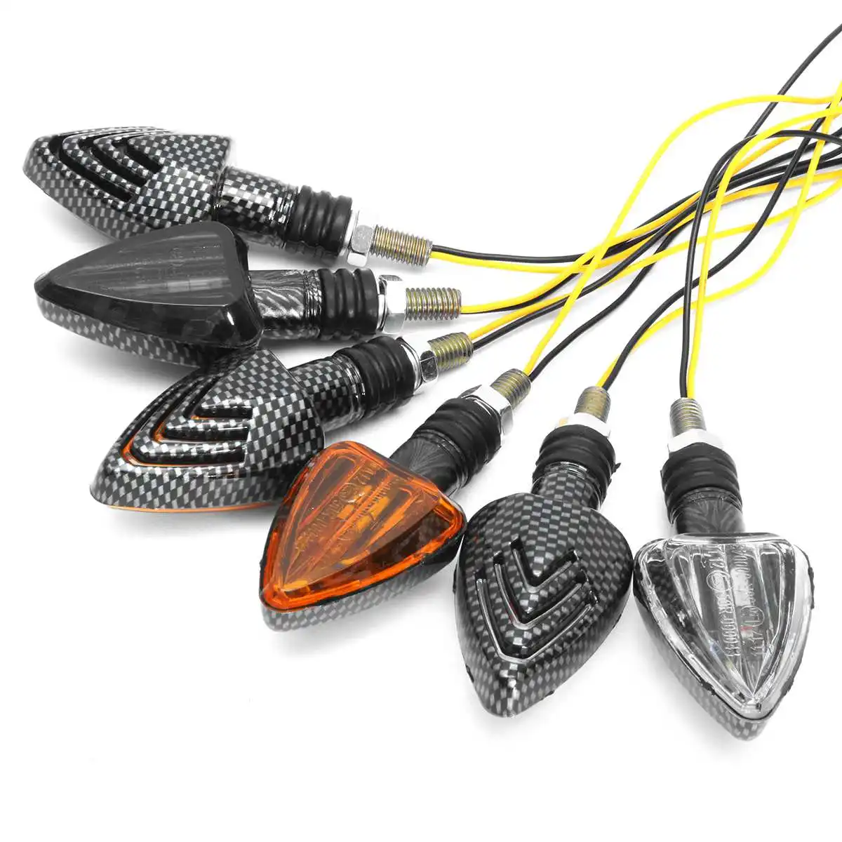 Pair Carbon Arrow Motorbike Motorcycle Turn Signal Indicators Light Bulb Amber