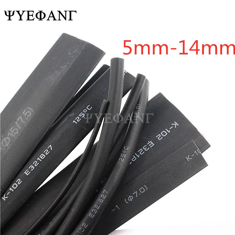 

1meter Heat Shrink Tube 2:1 Black 5mm 6mm 7mm 8mm 9mm 10mm 11mm 12mm 13mm 14mm Wire Heatshrink Tubing Tube