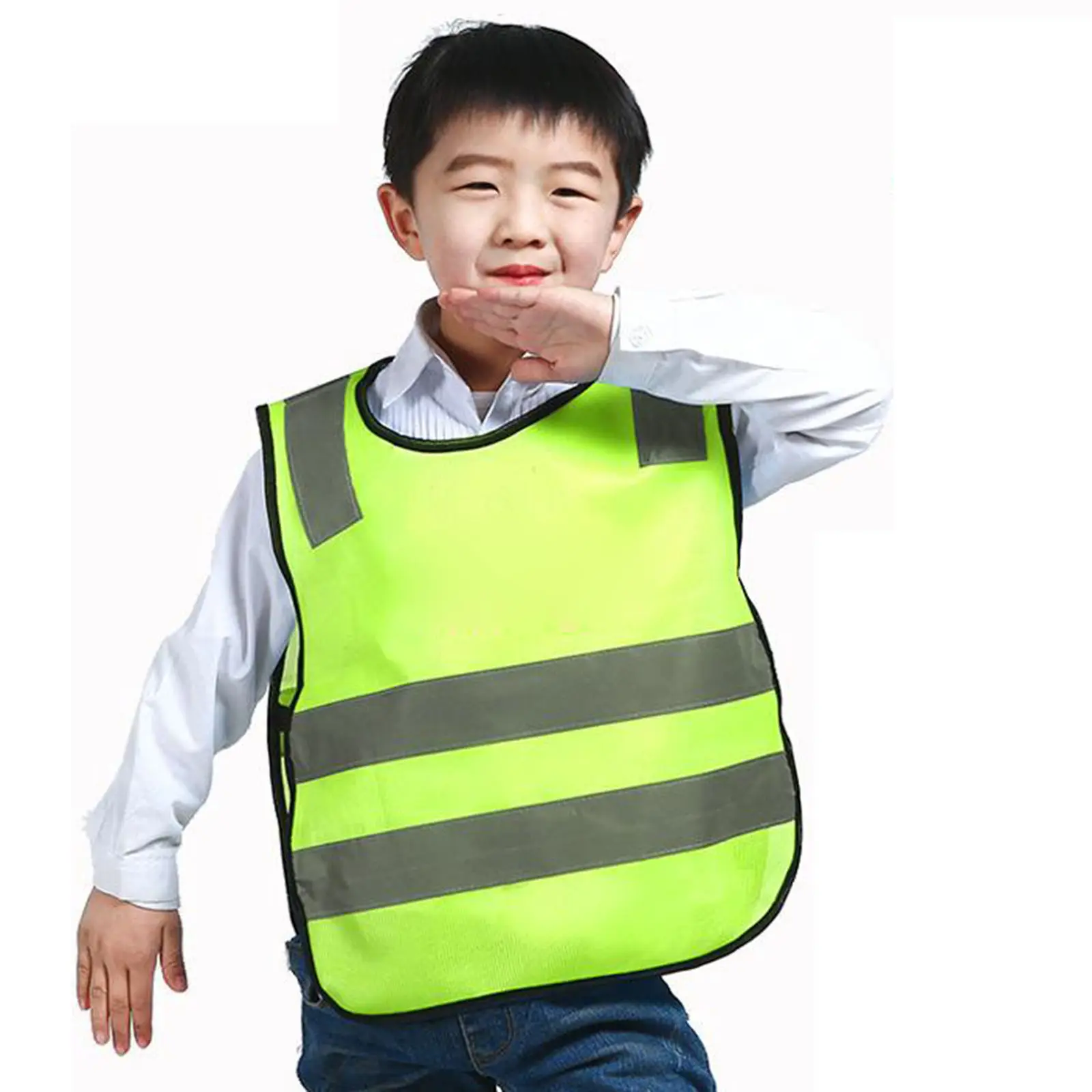 Hi Vis Children Reflective Vest Jackets Fluorescent Traffic Work Road Clothes with Reflective Strips