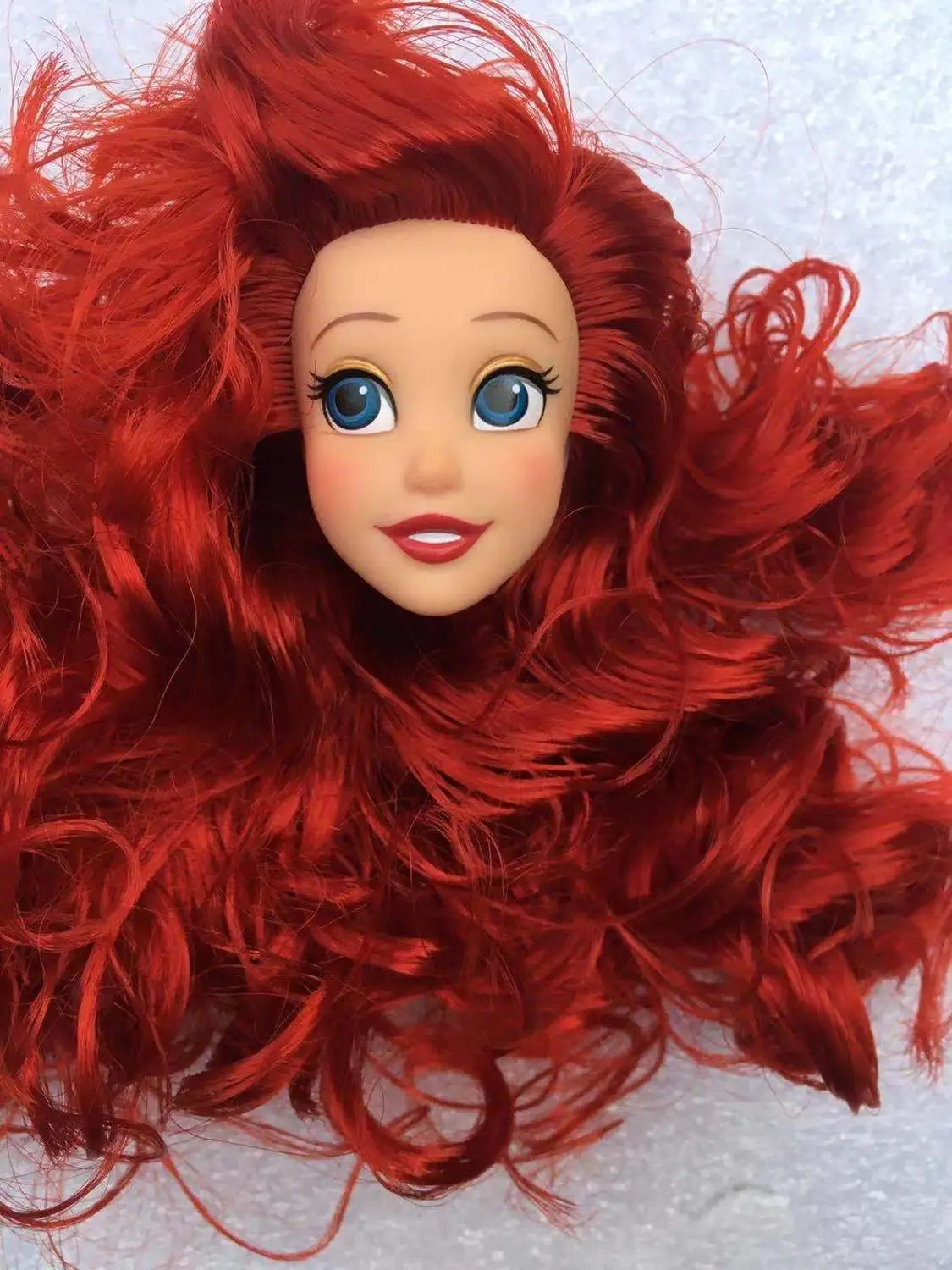 

Princess Doll Head Toy Long Red Soft Hair Mermaid Doll Head Blue Hair White Skin Super Model Heads Rare Collection Doll Parts