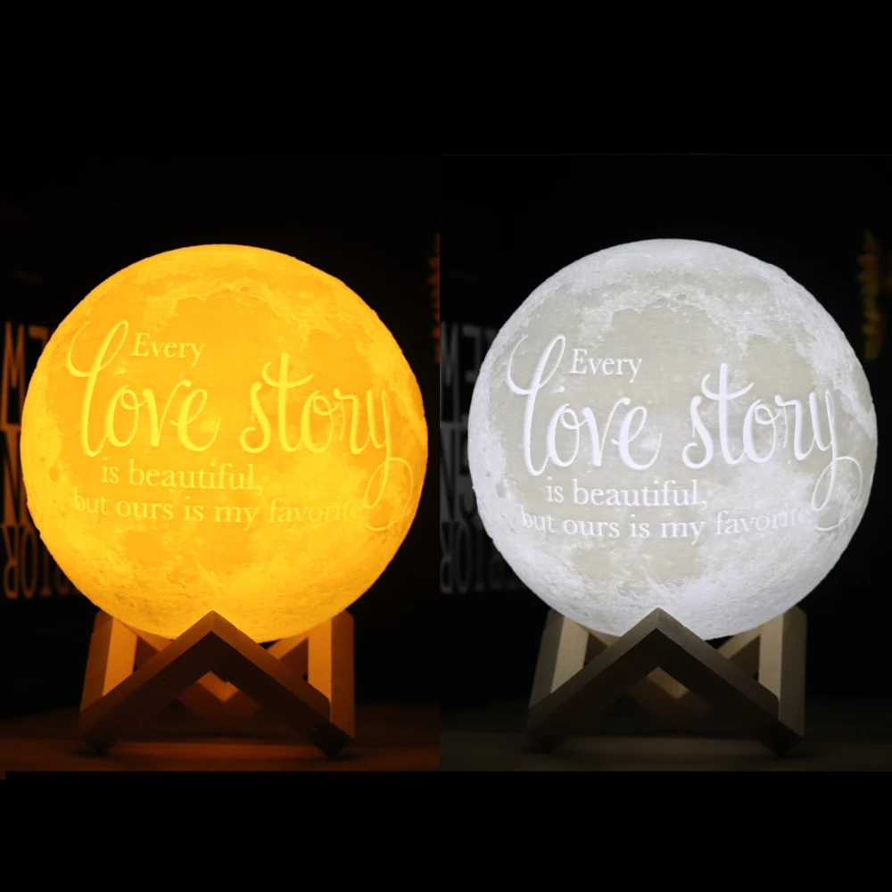 Customized Personality 3D Printing Moon Novelty Light Lunar USB Charging Night Lamp Touch/Remote 2/16 Colors Moonlight