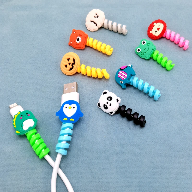 Cartoon Cable Protector For iPhones Android Type-c Winder USB Charging Cord Organizer Headphone Earphone Data Line Protect