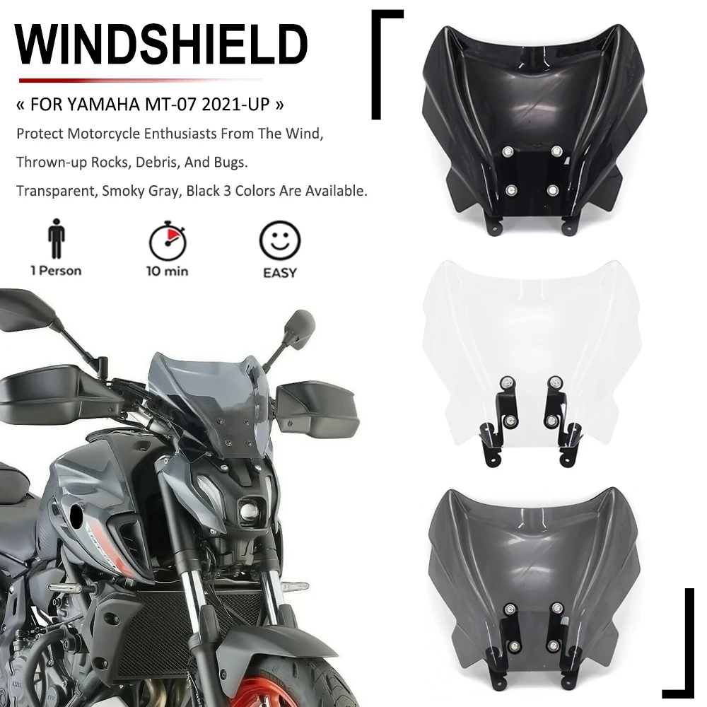 

MT-07 2021- NEW Motorcycle Accessories Windshield Fly Screen Small Windscreen Fairing Wind Shield Deflector For YAMAHA MT07 2022