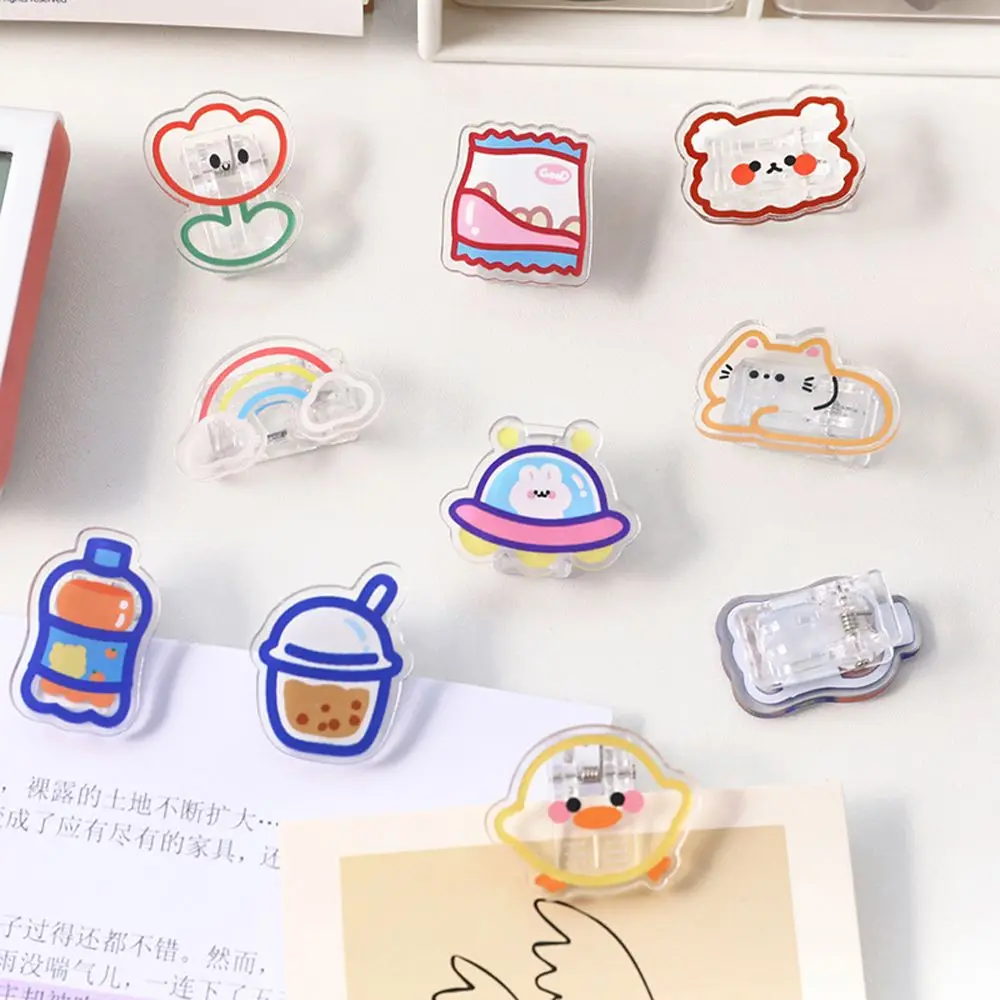 

1pc Cartoon Acrylic Clip Girl Small Clips Decoration Photo Student Stationery Paper Folder Clip Snacks Sealing Clip