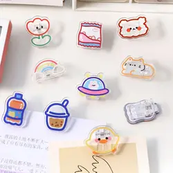 Clip de acrílico de dibujos animados para niña, Clips pequeños para decoración de fotos, papelería para estudiantes, carpeta de papel, Clip de sellado de aperitivos, 1 unidad