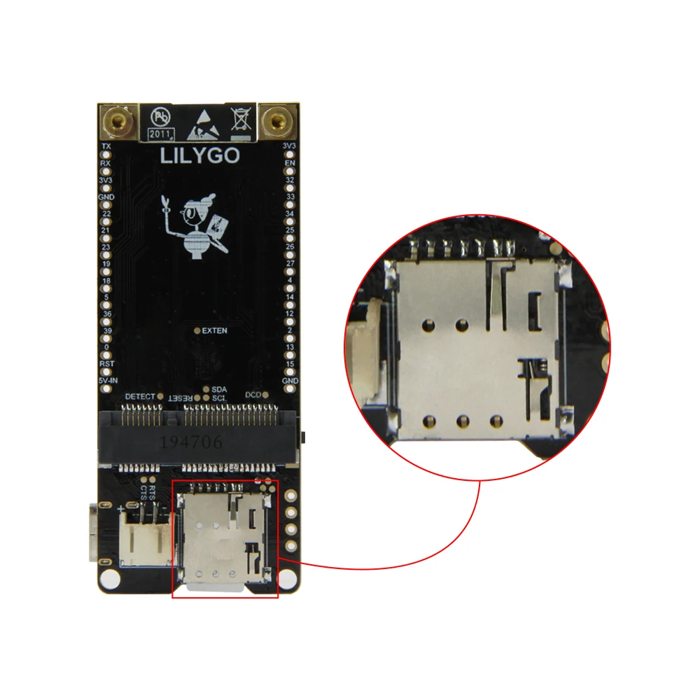 Placa de desenvolvimento combinável ESP32-WROVER-B chip com SIMCOM SIM7070G SIM7080G SIM7020G SIM868 MINI PCIE CAT & M & NB-Módulo IoT