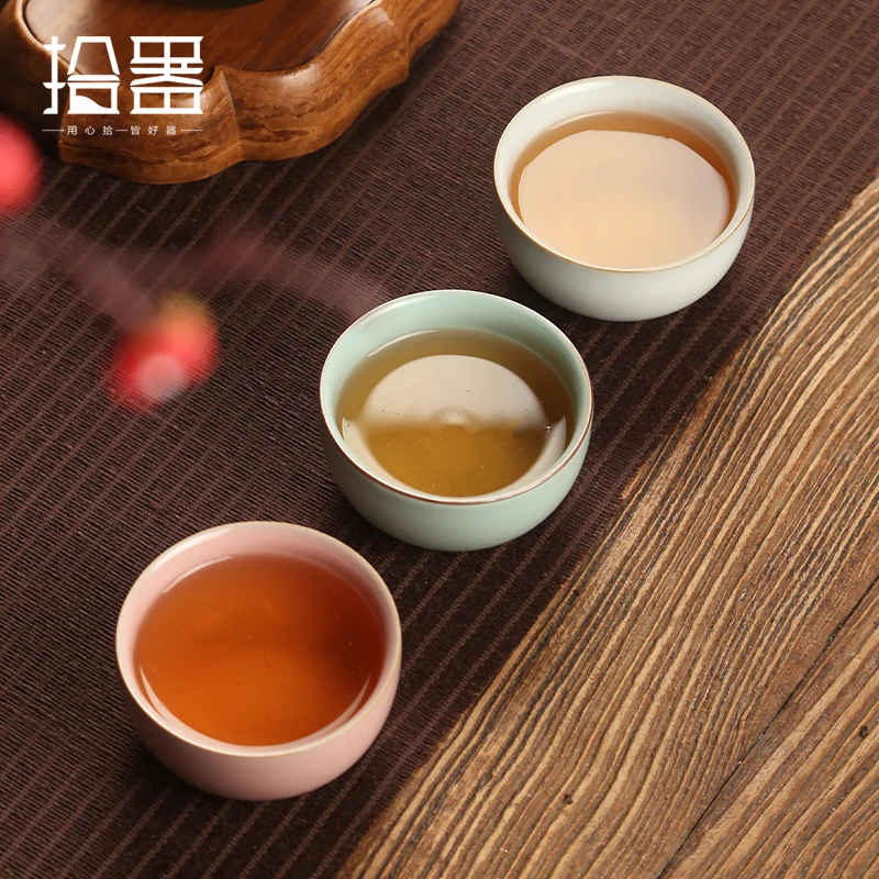 Ruyao opening Master Cup pink single lady cup single ceramic Kung Fu tea cup tea cup personal tea set