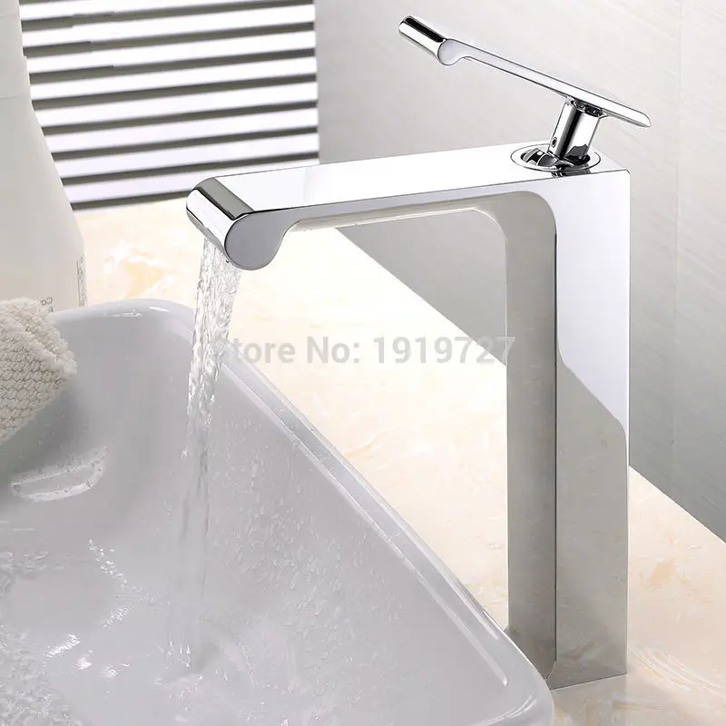 Vidric 100% Solid Brass Unique High Quality Deck Mounted Chrome Basin Faucet Single Handle Hot & Cold Vessel Mixer Countertop Ta