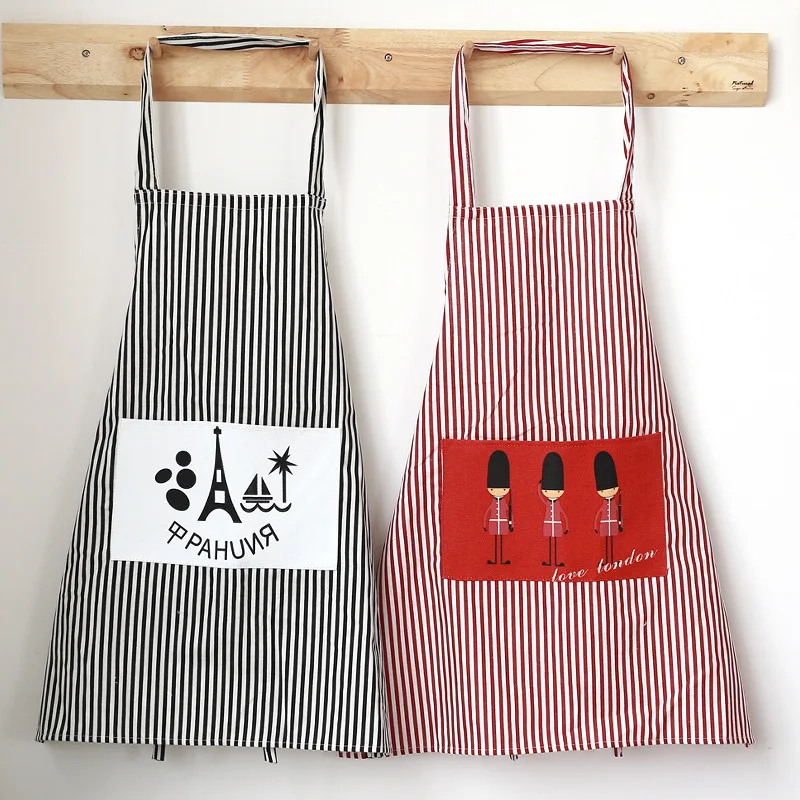 Waist Fashion Thickened Bib Embroidered Shoulder Strap Home Kitchen Stain Resistant Cleaning Oil-proof Cotton Linen Apron