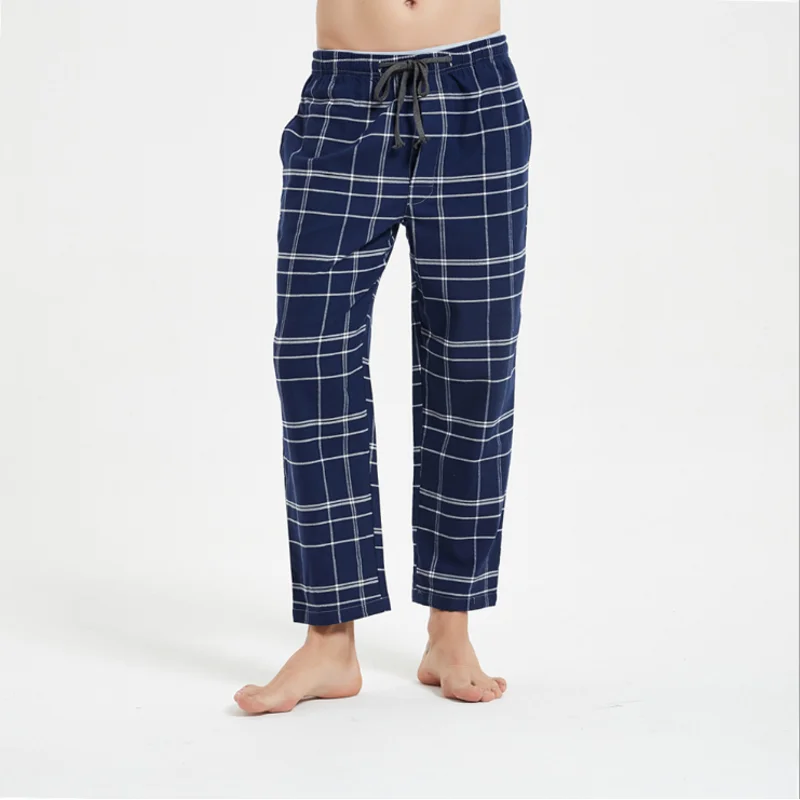 Autumn Men 100% Cotton Sleep bottoms Male Nightwear Trousers Men Casual Plaid Pajama Pants Pajama Man Top Quality Pants 100KGS