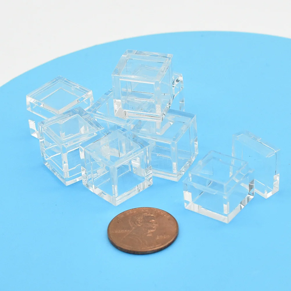 Custodie acriliche per la raccolta di cubi di elementi da 10mm scatole trasparenti di piccole dimensioni 14mm per cubi di scatole di elementi da 10mm