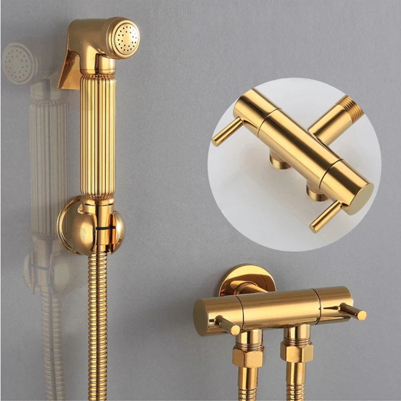 

Toilet Bidet Faucet Gold Brass Single Cold Bathroom Toilet Shower Blow-fed Spray Gun Nozzle Bidet Faucets Bathroom Hardware Taps